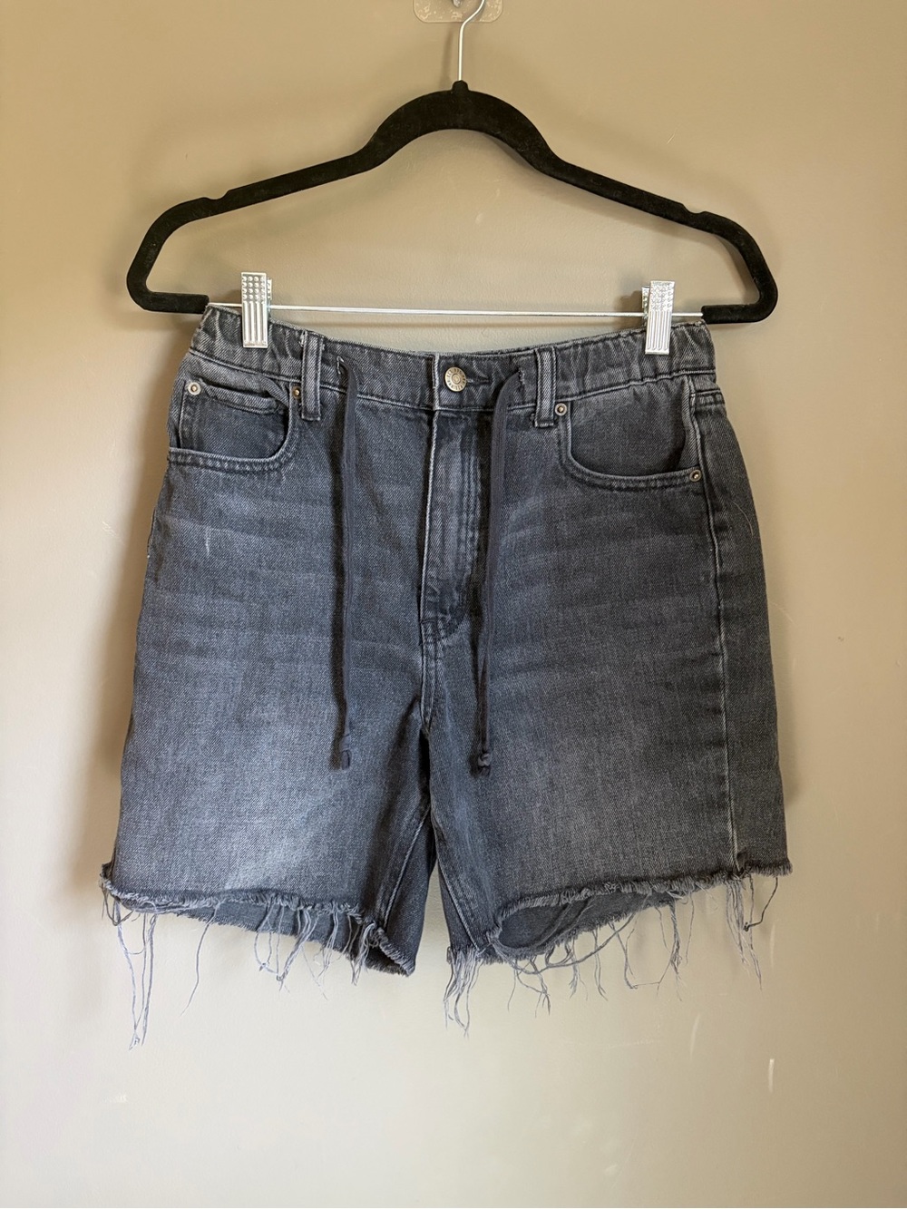 BDG Pull On Baggy Denim Shorts with Frayed Hem